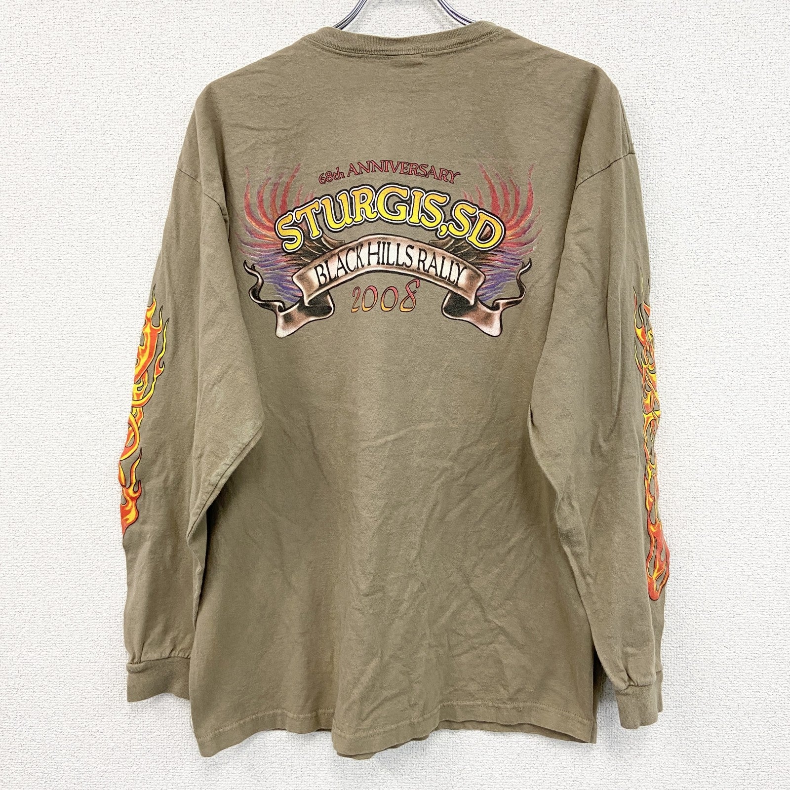 00s　DELTA　MAGUNUM WEIGHT　デルタ　長袖プリントTシャツ　ベージュ　XLサイズ