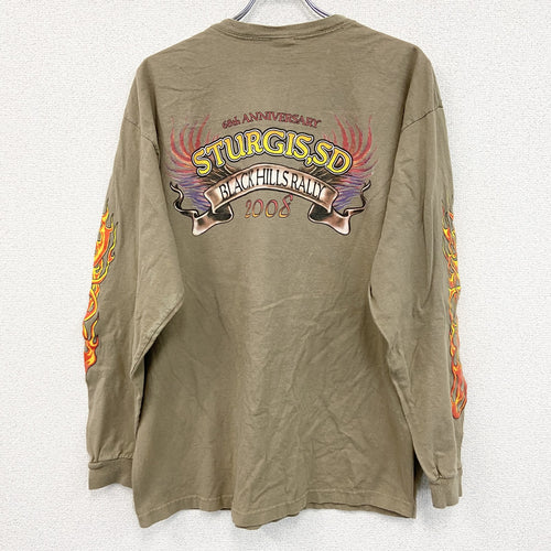 00s　DELTA　MAGUNUM WEIGHT　デルタ　長袖プリントTシャツ　ベージュ　XLサイズ