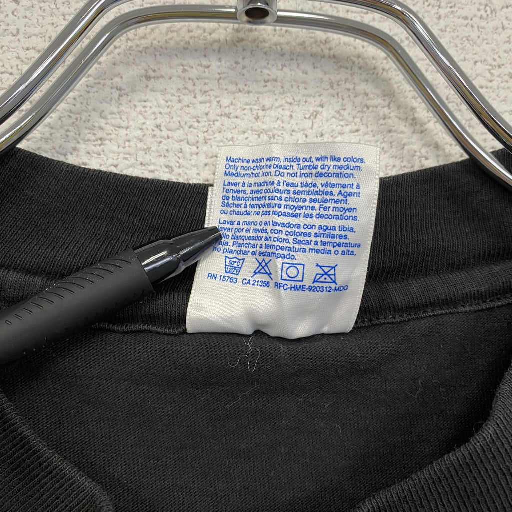 90s～　Hanes　ヘインズ　半袖プリントTシャツ　ヴィンテージ　シングルステッチ　黒　ブラック　Mサイズ