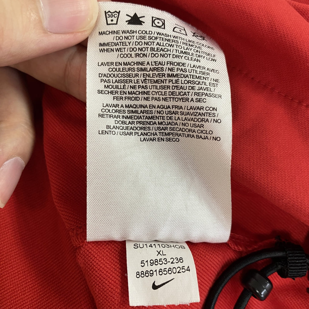 NIKE　ナイキ　半袖ハーフジッププルオーバージャケット　スウッシュロゴ　赤　XLサイズ