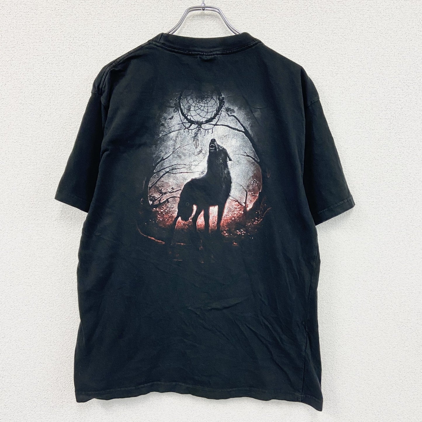 ～00s　SPIRAL　半袖Tシャツ　アニマルT　Wolf　オオカミ　ヴィンテージ　黒　ブラック　2XLサイズ