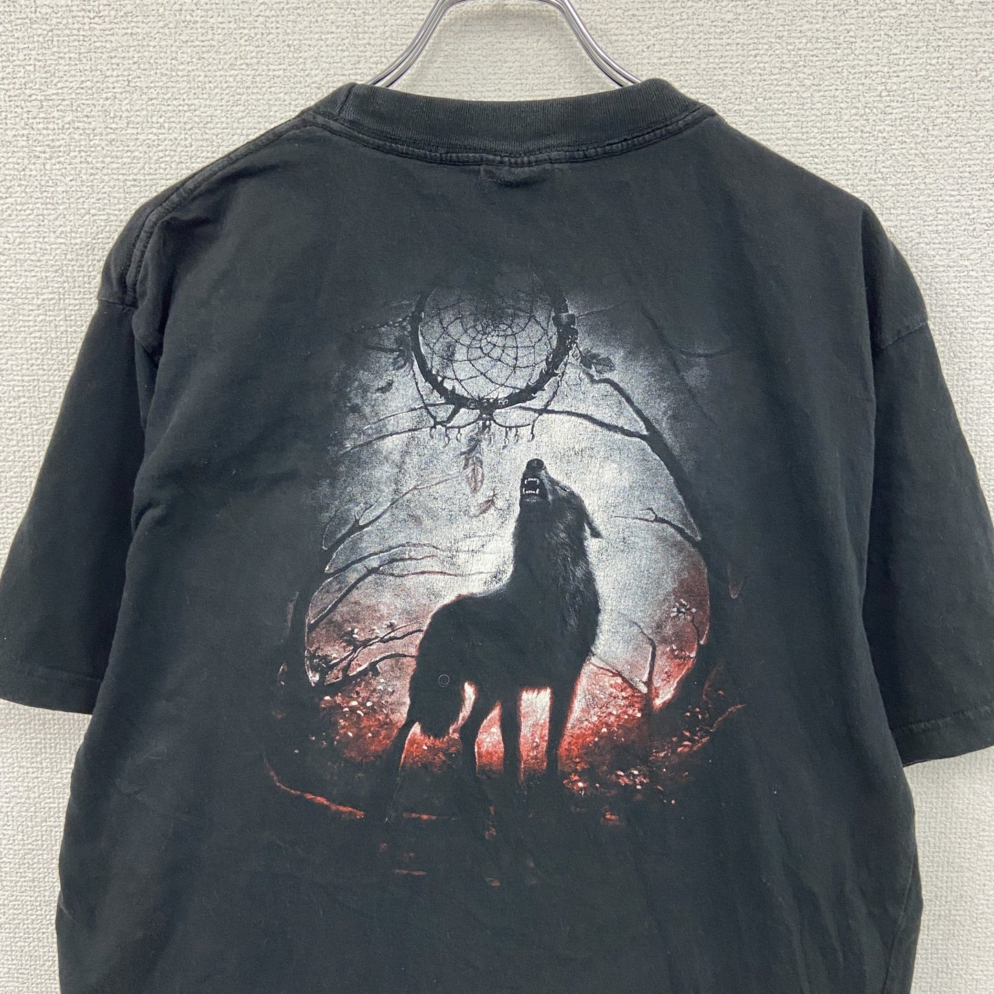～00s　SPIRAL　半袖Tシャツ　アニマルT　Wolf　オオカミ　ヴィンテージ　黒　ブラック　2XLサイズ