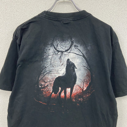 ～00s　SPIRAL　半袖Tシャツ　アニマルT　Wolf　オオカミ　ヴィンテージ　黒　ブラック　2XLサイズ