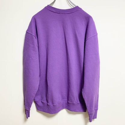 古着 used Champion チャンピオン　長袖ワンポイントロゴ刺繍スウェット　トレーナー　ノームコア　紫　Lサイズ