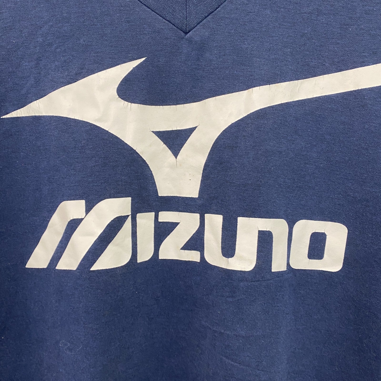 mizuno　ミズノ　半袖プリントTシャツ　Vネック　紺　ネイビー　Oサイズ