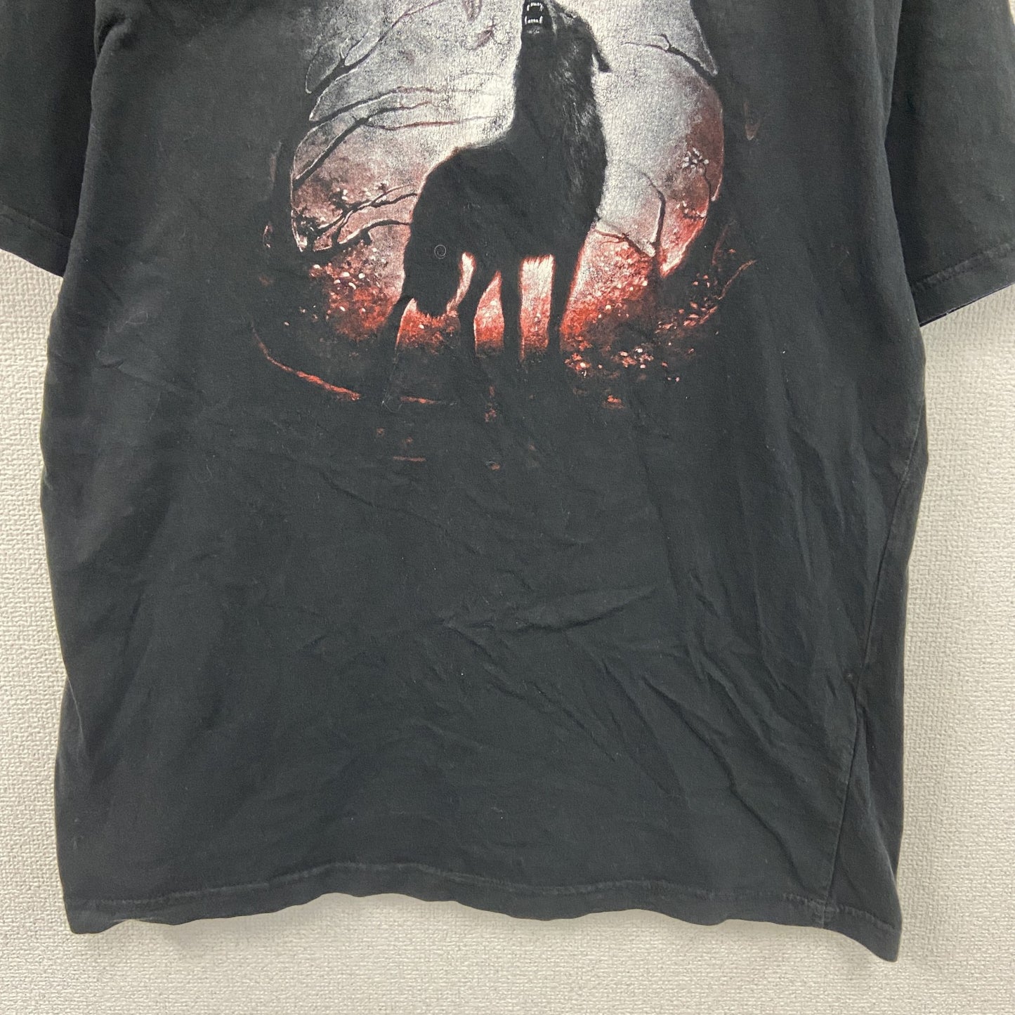 ～00s　SPIRAL　半袖Tシャツ　アニマルT　Wolf　オオカミ　ヴィンテージ　黒　ブラック　2XLサイズ