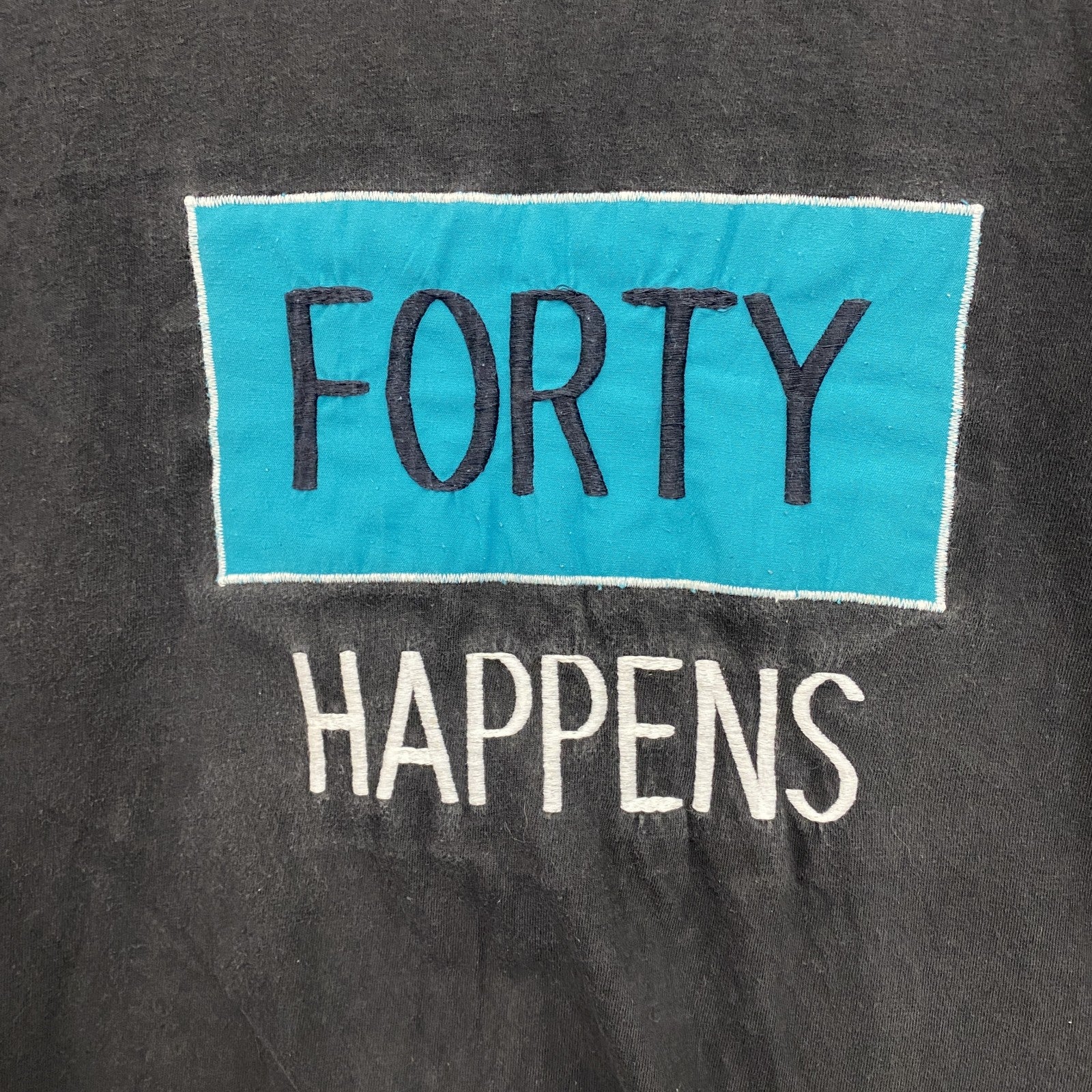 90s　Hanes　ヘインズ　半袖刺繍デザインTシャツ　ヴィンテージ　シングルステッチ　黒　ブラック　Lサイズ