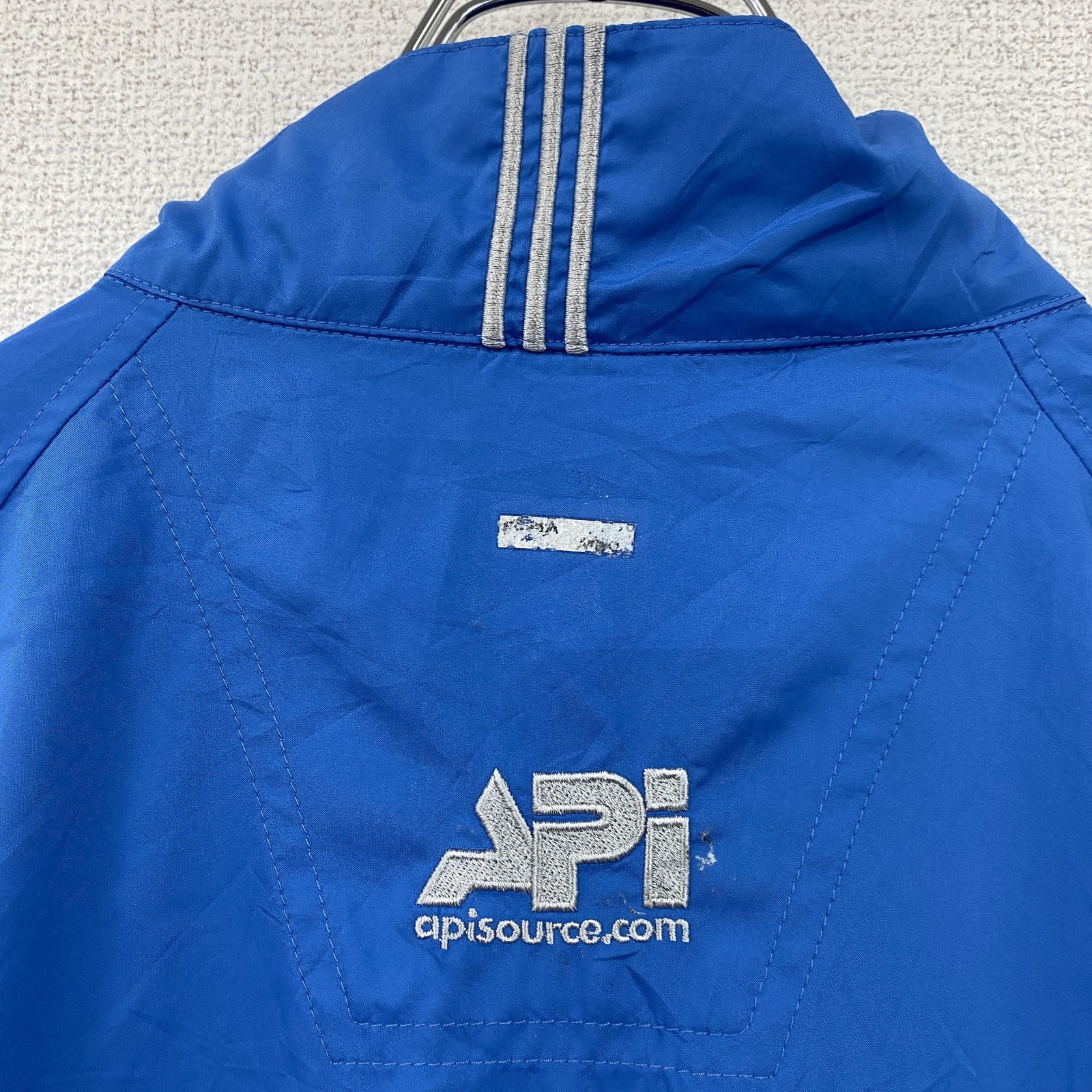 adidas　アディダス　半袖ハーフジッププルオーバージャケット　スリーストライプス　ブルー　XLサイズ