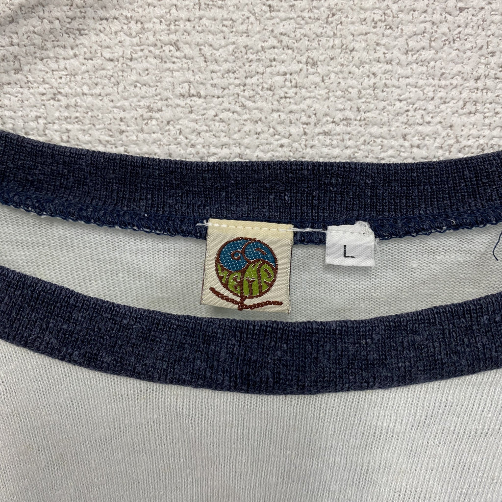 GOHEMP　ゴーヘンプ　長袖Tシャツ/ロンT　ラグラン　水色　ライトブルー　紺　ネイビー　Lサイズ
