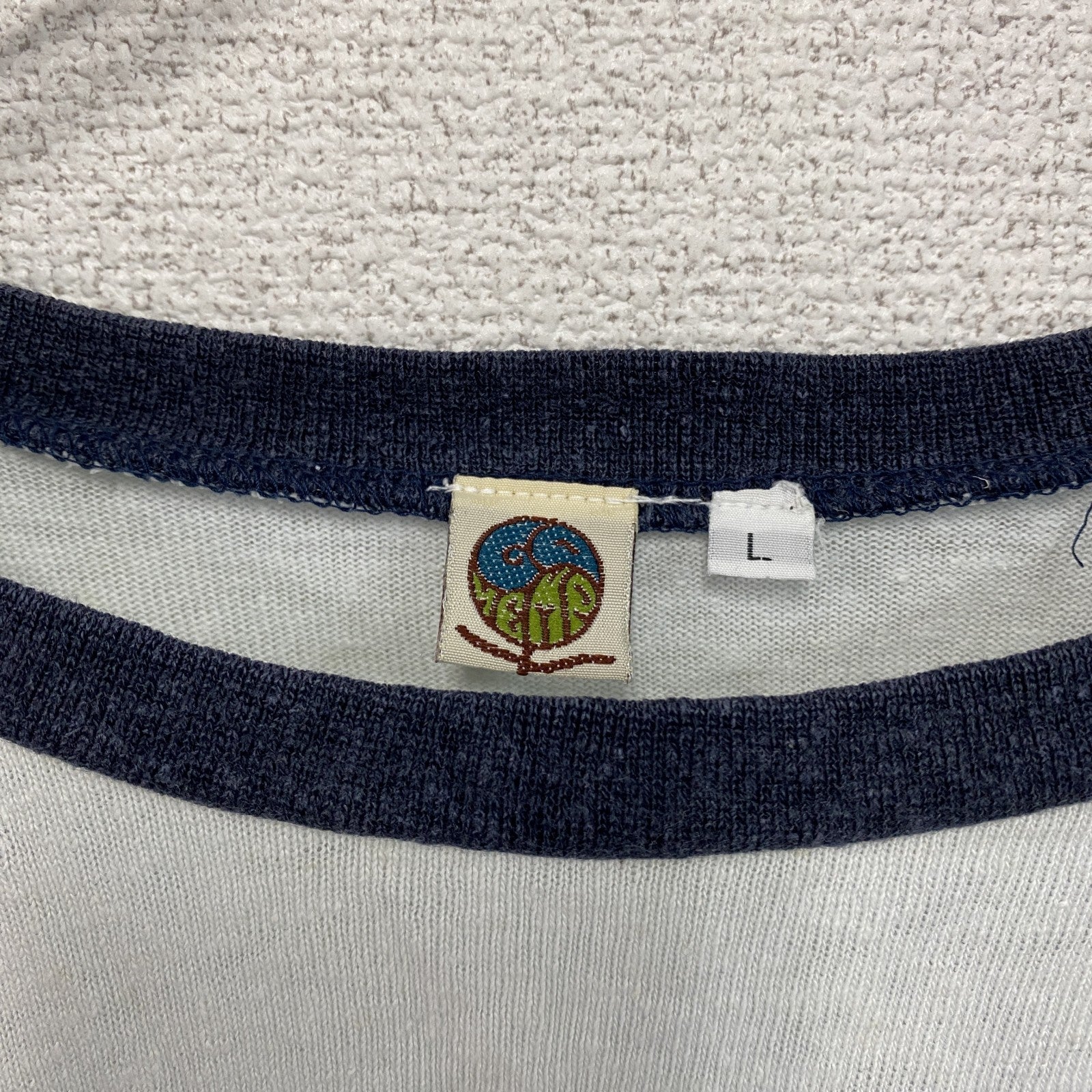 GOHEMP　ゴーヘンプ　長袖Tシャツ/ロンT　ラグラン　水色　ライトブルー　紺　ネイビー　Lサイズ