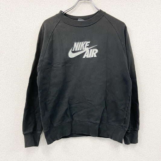 00s　NIKE AIR　ナイキエア　スウェット/トレーナー　ラグランスリーブ　フェード　刺繍ロゴ　スウッシュ　黒　ブラック　Mサイズ