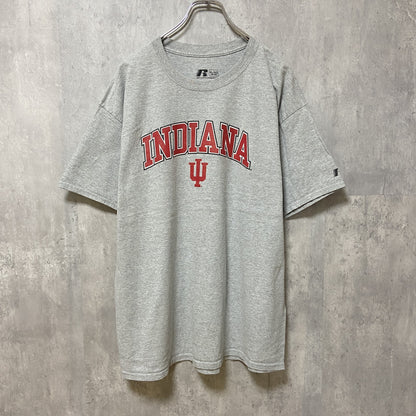 古着 used　RUSSELL ラッセル　インディアナフージャース　大学バスケ　半袖カレッジプリントTシャツ　グレー　スポーツ