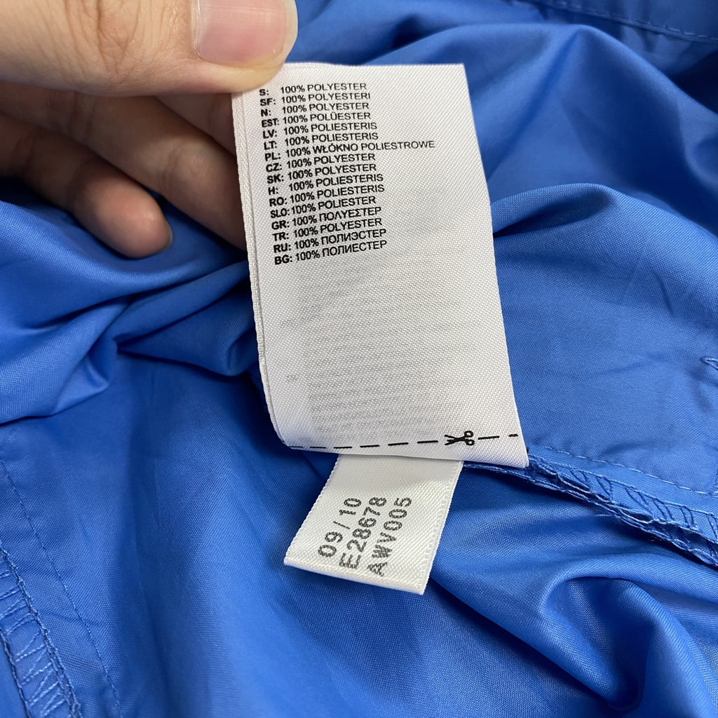 adidas　アディダス　半袖ハーフジッププルオーバージャケット　スリーストライプス　ブルー　XLサイズ