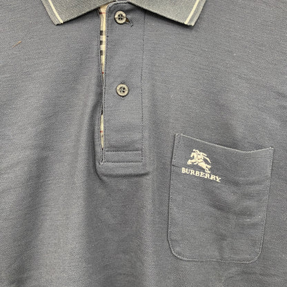 BURBERRY GOLF　バーバリーゴルフ　半袖ポロシャツ　ノバチェック　紺　ネイビー　Mサイズ