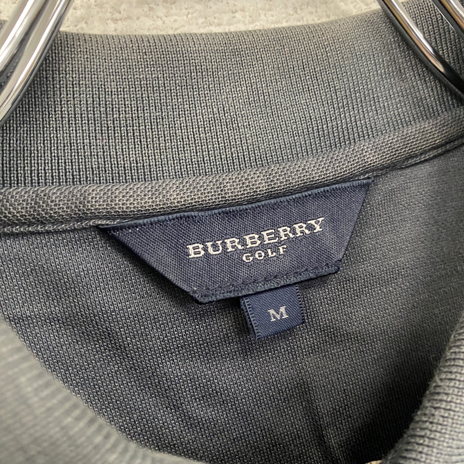 BURBERRY GOLF　バーバリーゴルフ　半袖ポロシャツ　ノバチェック　紺　ネイビー　Mサイズ