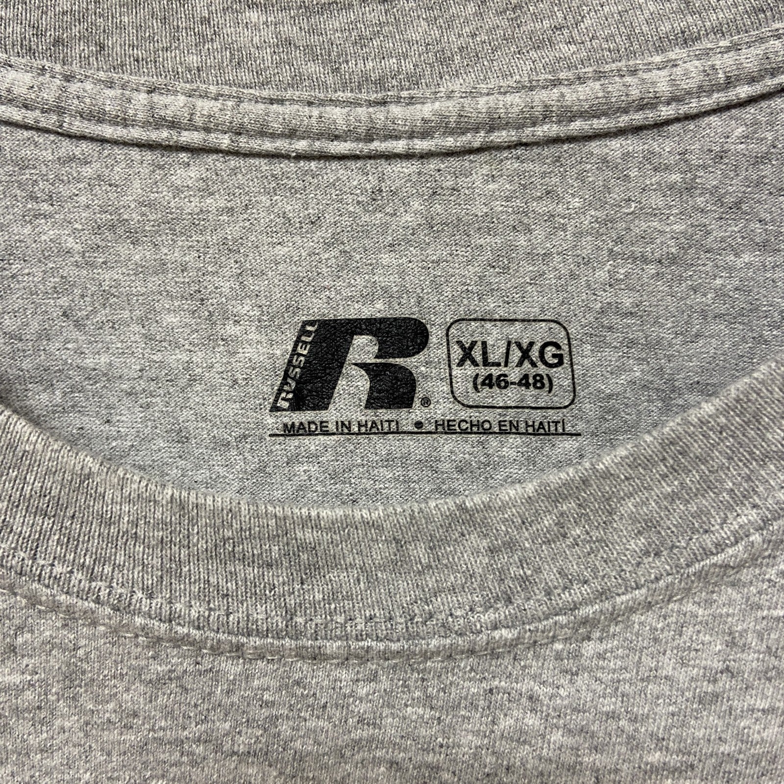 古着 used　RUSSELL ラッセル　インディアナフージャース　大学バスケ　半袖カレッジプリントTシャツ　グレー　スポーツ