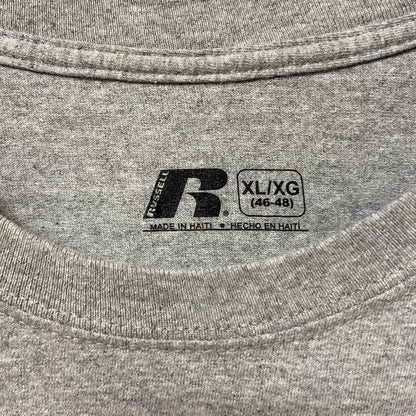 古着 used　RUSSELL ラッセル　インディアナフージャース　大学バスケ　半袖カレッジプリントTシャツ　グレー　スポーツ