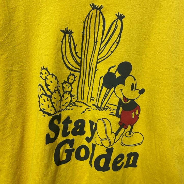 古着 used　Disney ディズニー　Mickey Mouse　ミッキー　半袖オフィシャルプリントTシャツ　黄色　
