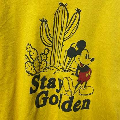 古着 used　Disney ディズニー　Mickey Mouse　ミッキー　半袖オフィシャルプリントTシャツ　黄色　