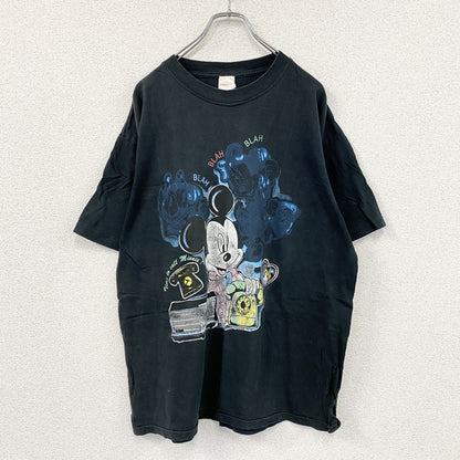 ST.EVANS　セントエヴァンス　ミッキーマウス　半袖プリントTシャツ　シングルステッチ　黒　ブラック　Lサイズ
