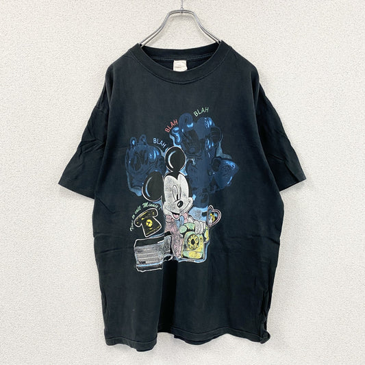 ST.EVANS　セントエヴァンス　ミッキーマウス　半袖プリントTシャツ　シングルステッチ　黒　ブラック　Lサイズ