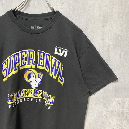 古着 used　NFL　SUPER BOWL　アメフト　ロサンゼルスラムズ　半袖プリントTシャツ　スポーツ　黒　ブラック　Lサイズ