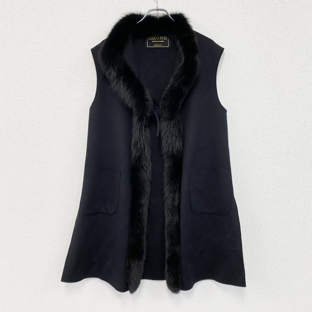 ETERNA FURS　エテルナファーズ　ロングベスト/ジレ　黒　ブラック　フリーサイズ