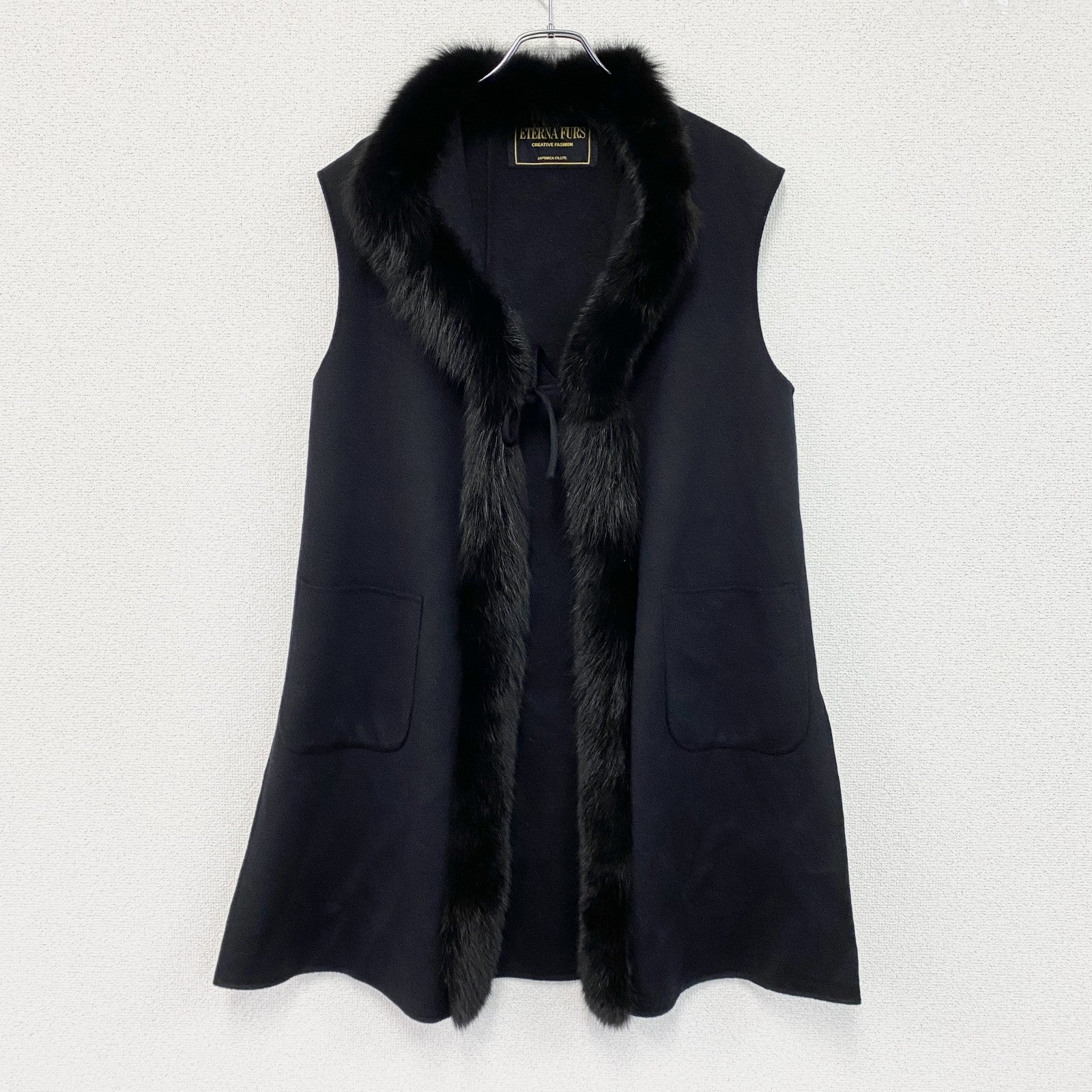 ETERNA FURS　エテルナファーズ　ロングベスト/ジレ　黒　ブラック　フリーサイズ