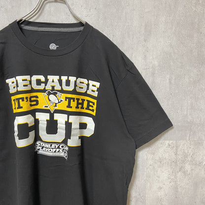 古着 used　NHL　アイスホッケー　ピッツバーグペンギンズ　半袖プリントTシャツ　黒　ブラック　スポーツ　XLサイズ