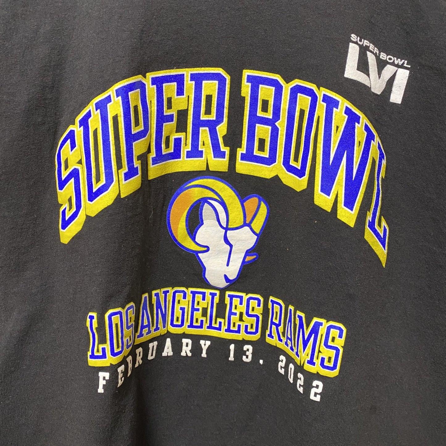 古着 used　NFL　SUPER BOWL　アメフト　ロサンゼルスラムズ　半袖プリントTシャツ　スポーツ　黒　ブラック　Lサイズ