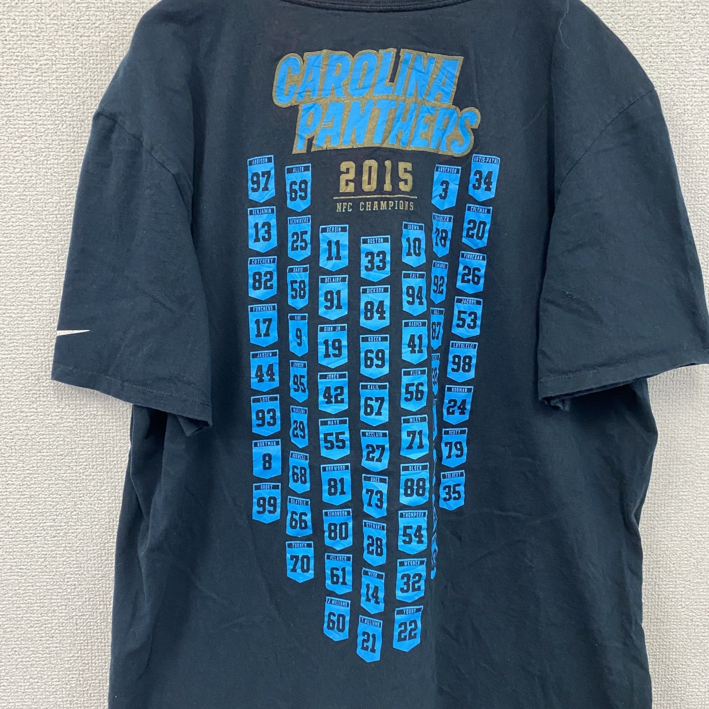 NIKE　ナイキ　PANTHERS　パンサーズ　半袖プリントTシャツ　スウッシュ　黒　ブラック　XLサイズ