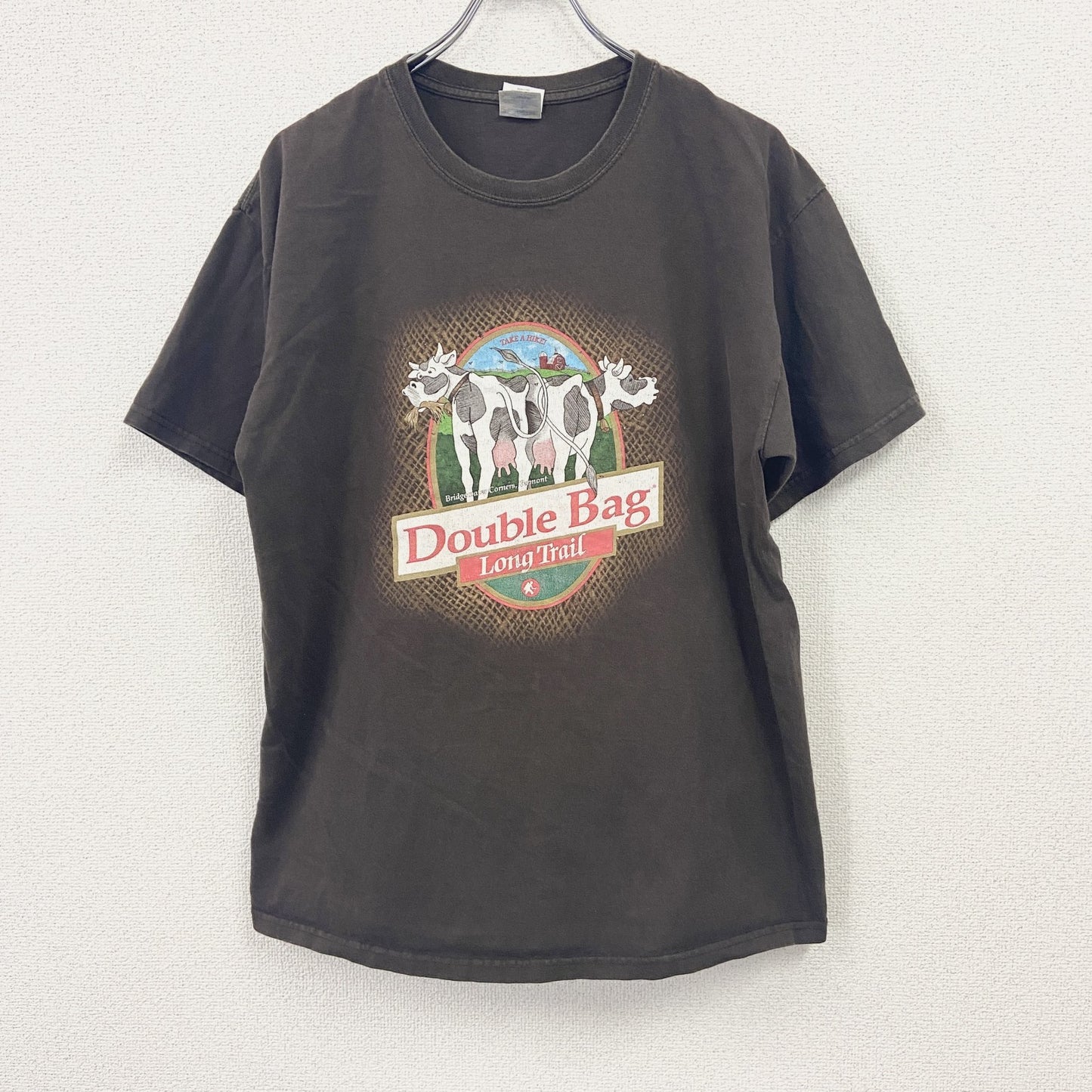 GILDAN　ギルダン　半袖Tシャツ　企業T　アニマルT　LONG TRAIL ALE　牛　黒　ブラック　Lサイズ