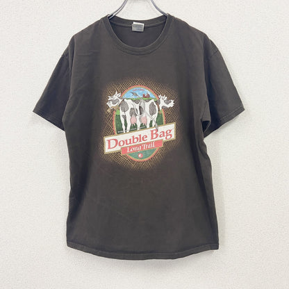 GILDAN　ギルダン　半袖Tシャツ　企業T　アニマルT　LONG TRAIL ALE　牛　黒　ブラック　Lサイズ