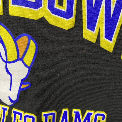古着 used　NFL　SUPER BOWL　アメフト　ロサンゼルスラムズ　半袖プリントTシャツ　スポーツ　黒　ブラック　Lサイズ