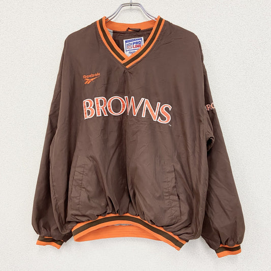 90s　Reebok　リーボック　NFL　PRO LINE　プルオーバージャケット　ヴィンテージ　茶　Lサイズ