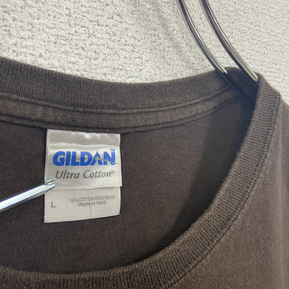 GILDAN　ギルダン　半袖Tシャツ　企業T　アニマルT　LONG TRAIL ALE　牛　黒　ブラック　Lサイズ