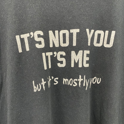 半袖プリントメッセージTシャツ　3連プリント　英字プリント　皮肉メッセージ　クルーネック　黒　ブラック
