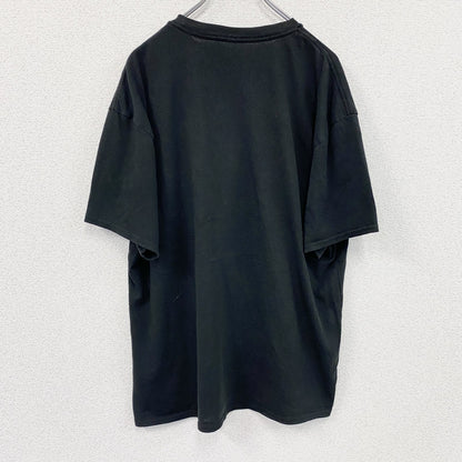 半袖プリントメッセージTシャツ　3連プリント　英字プリント　皮肉メッセージ　クルーネック　黒　ブラック