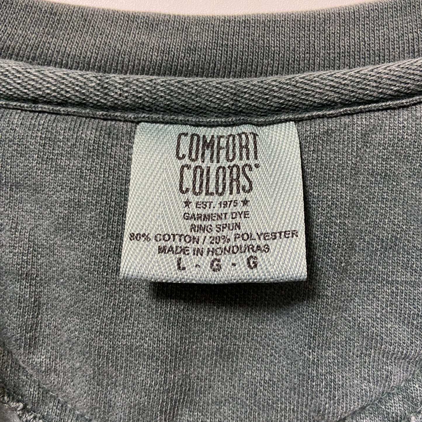 古着 used　COMFORT COLORS　長袖デザインプリントスウェット　トレーナー　クルーネック　グリーン　Lサイズ