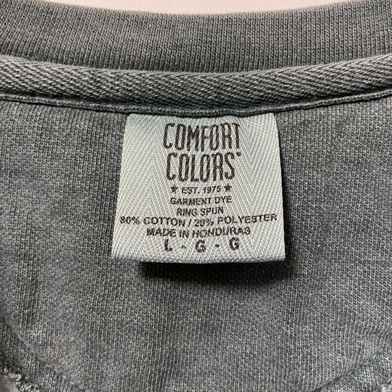 古着 used　COMFORT COLORS　長袖デザインプリントスウェット　トレーナー　クルーネック　グリーン　Lサイズ