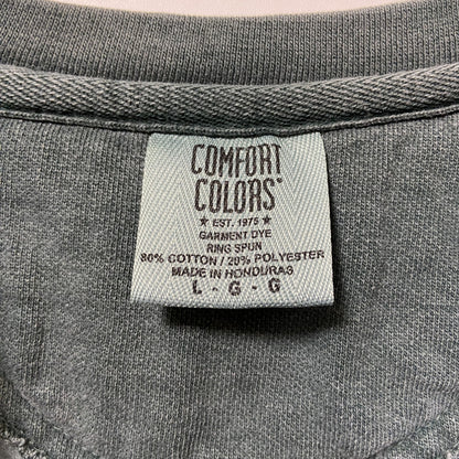 古着 used　COMFORT COLORS　長袖デザインプリントスウェット　トレーナー　クルーネック　グリーン　Lサイズ
