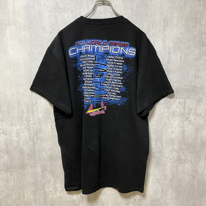 古着 used　MLB メジャーリーグ　WORLD SERIRS 2011　半袖プリントTシャツ　バックプリント　黒　XLサイズ