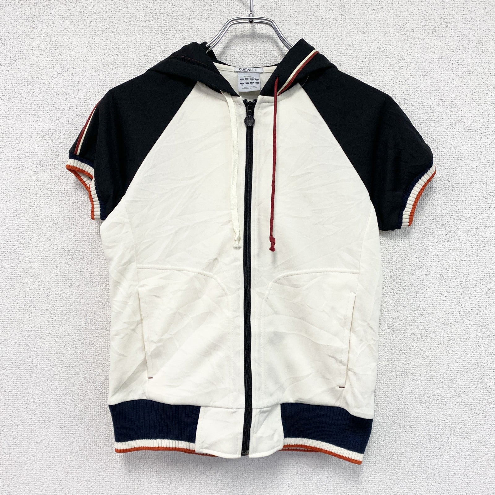 adidas　アディダス　半袖フルジップパーカー/ジャージ　アイボリー　Mサイズ