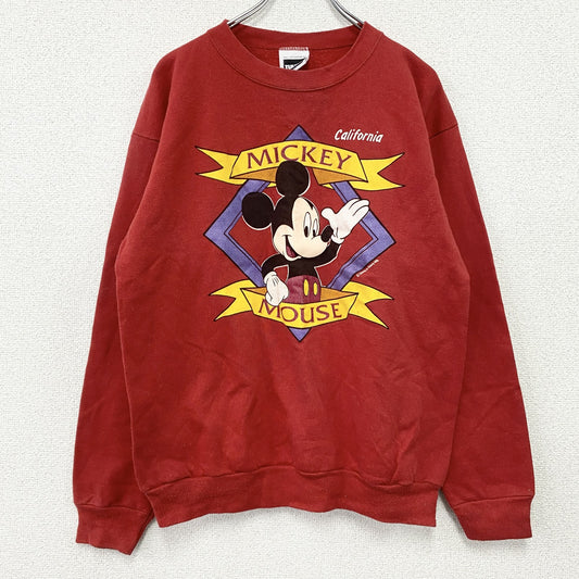 90s　TULTEX　タルテックス　Disney　ディズニー　MICKEY MOUSE　ミッキーマウス　スウェット/トレーナー　赤　レッド　Lサイズ