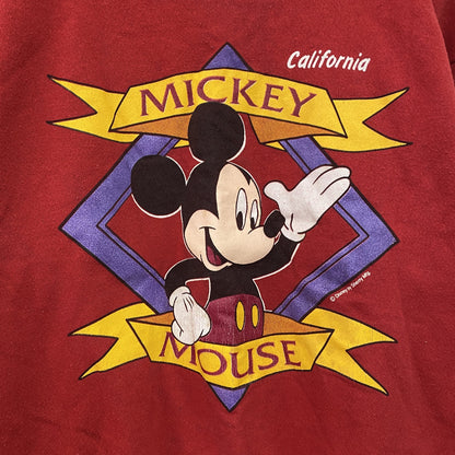 90s　TULTEX　タルテックス　Disney　ディズニー　MICKEY MOUSE　ミッキーマウス　スウェット/トレーナー　赤　レッド　Lサイズ