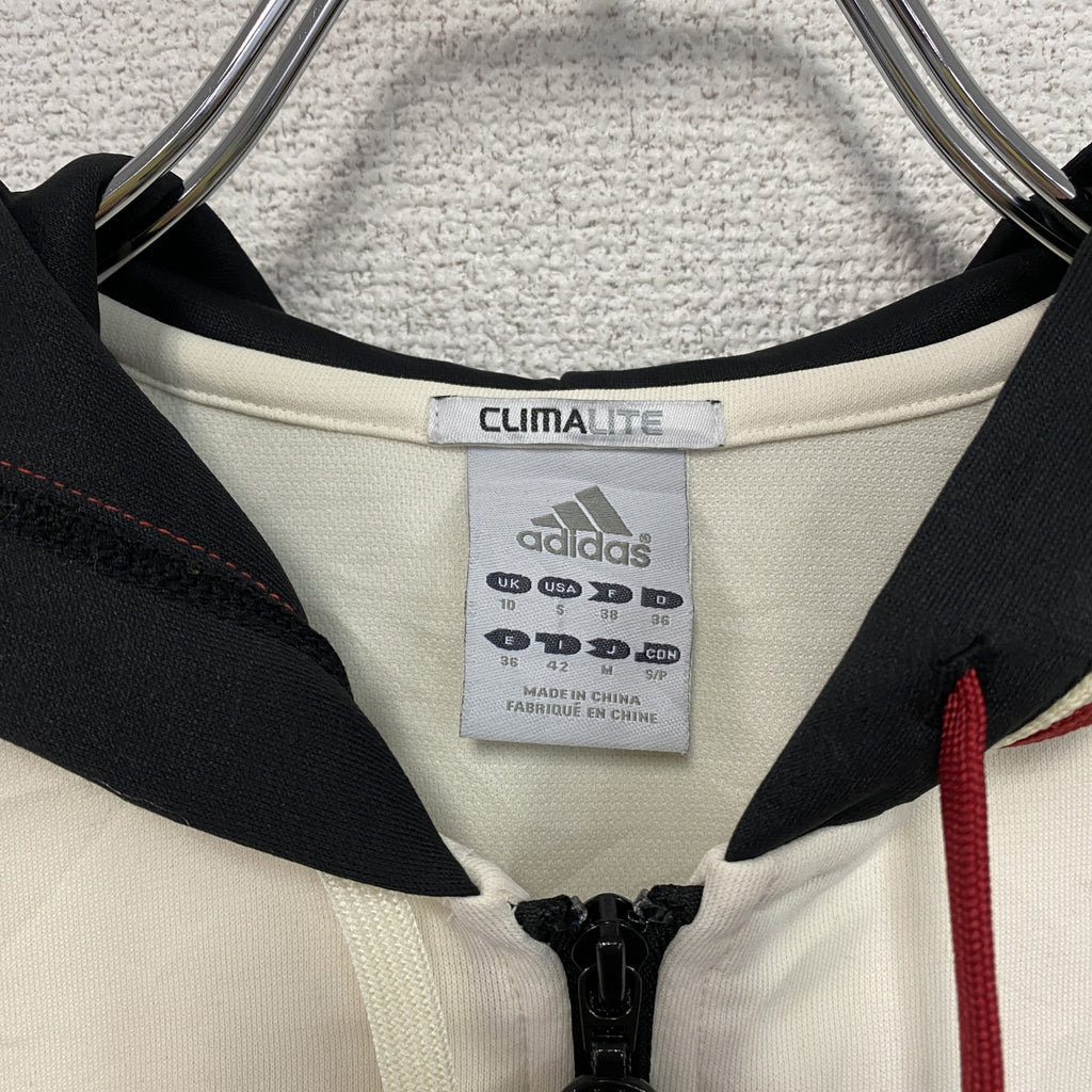 adidas　アディダス　半袖フルジップパーカー/ジャージ　アイボリー　Mサイズ