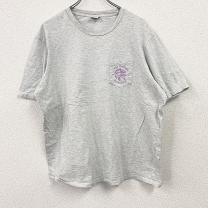 T-BAR×COTTON ON　半袖プリントアニマルTシャツ　アーチプリント　ポケット付き　灰色　霜降りグレー　XXLサイズ