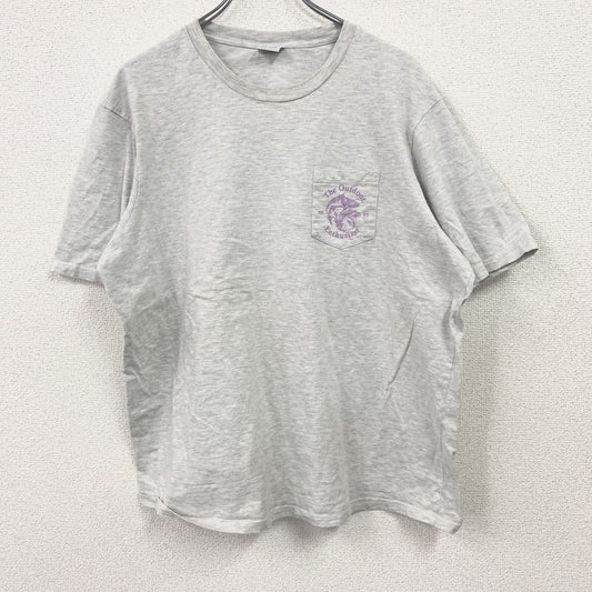 T-BAR×COTTON ON　半袖プリントアニマルTシャツ　アーチプリント　ポケット付き　灰色　霜降りグレー　XXLサイズ