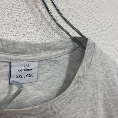 T-BAR×COTTON ON　半袖プリントアニマルTシャツ　アーチプリント　ポケット付き　灰色　霜降りグレー　XXLサイズ