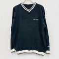90s　Champion　チャンピオン　コットンニットセーター　ヴィンテージ　ロゴ刺繡　黒　ブラック　XLサイズ